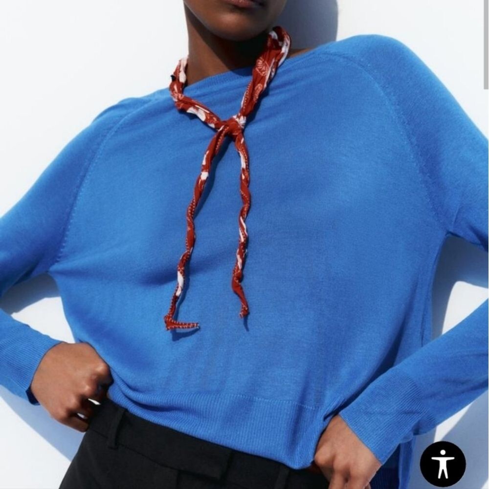 Zara Crewneck Lightweight Blue Sweater-Sz. M
